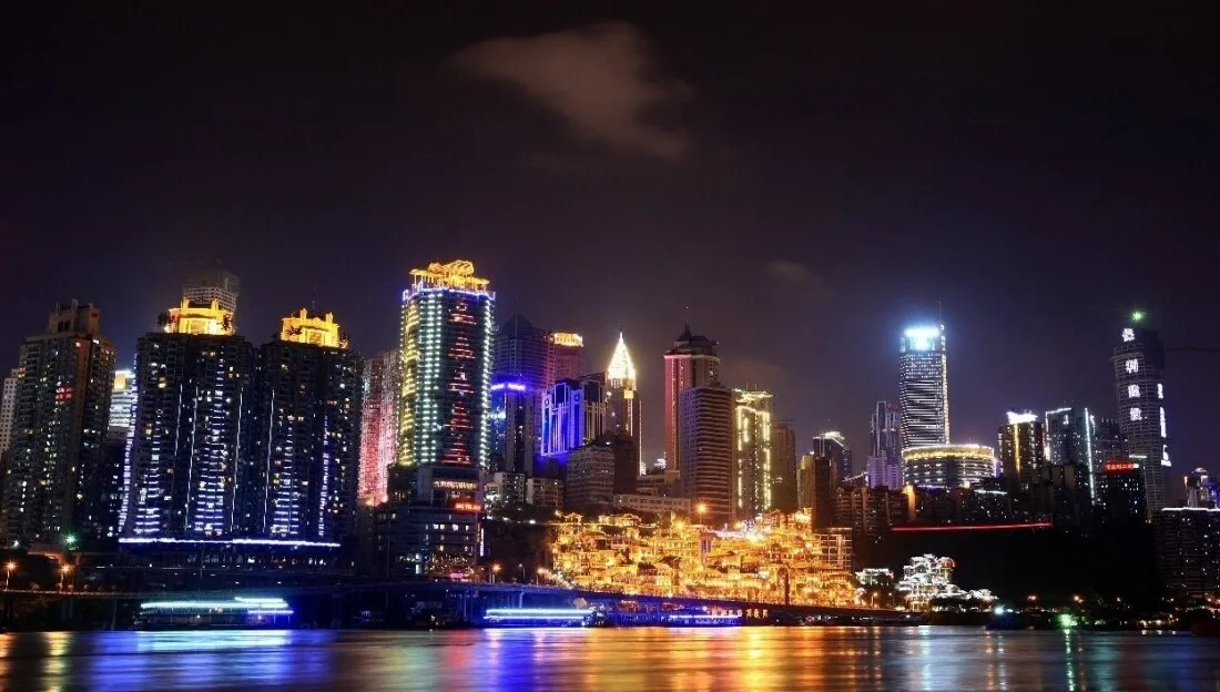 Hongya Cave night view in Chongqing