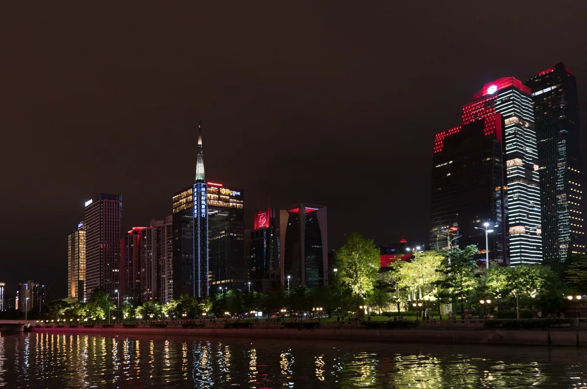 Zhujiang New Town skyline in Guangzhou at night