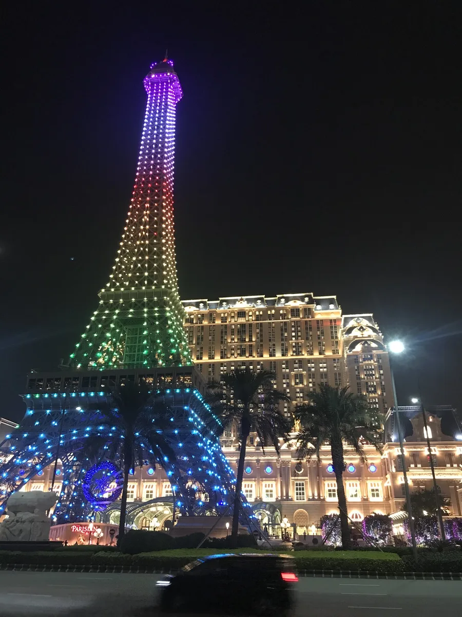The Parisian Macao Eiffel Tower at night