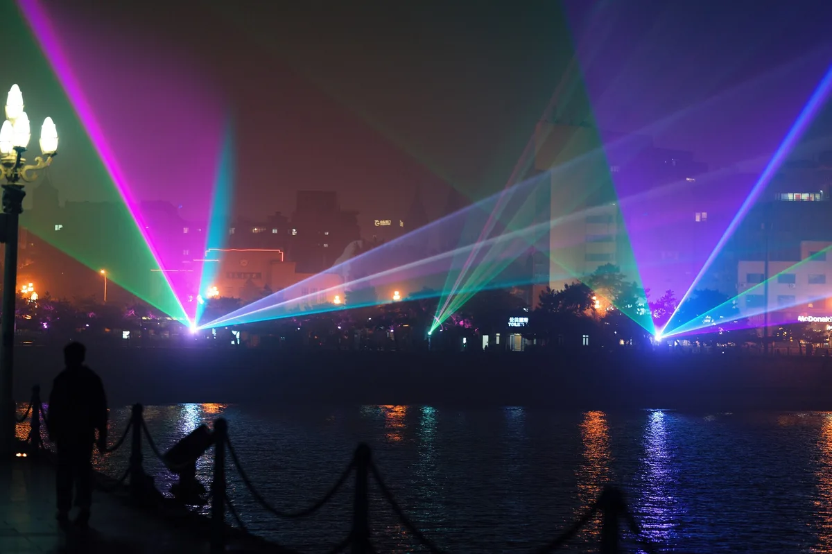 Evening light show at Zhanqiao Pier in Qingdao