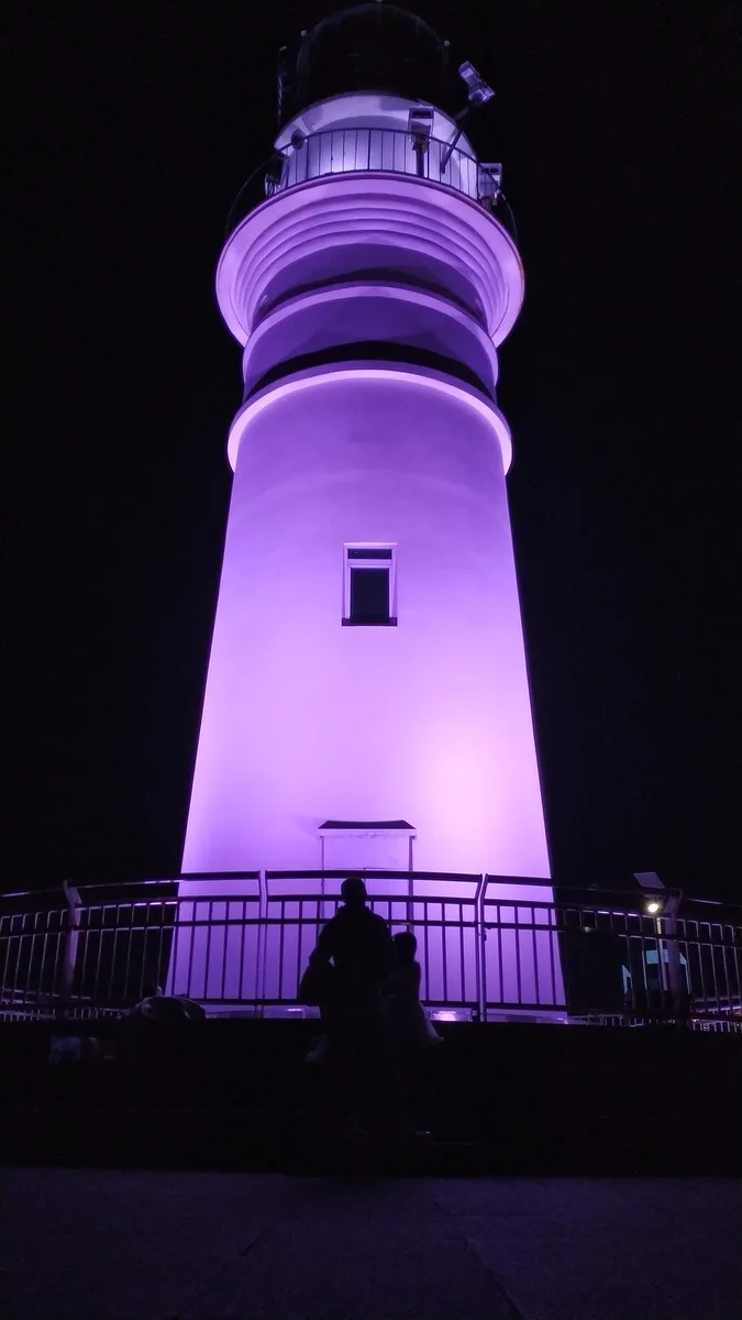 Lighthouse at Qingdao International Sailing Centre at night