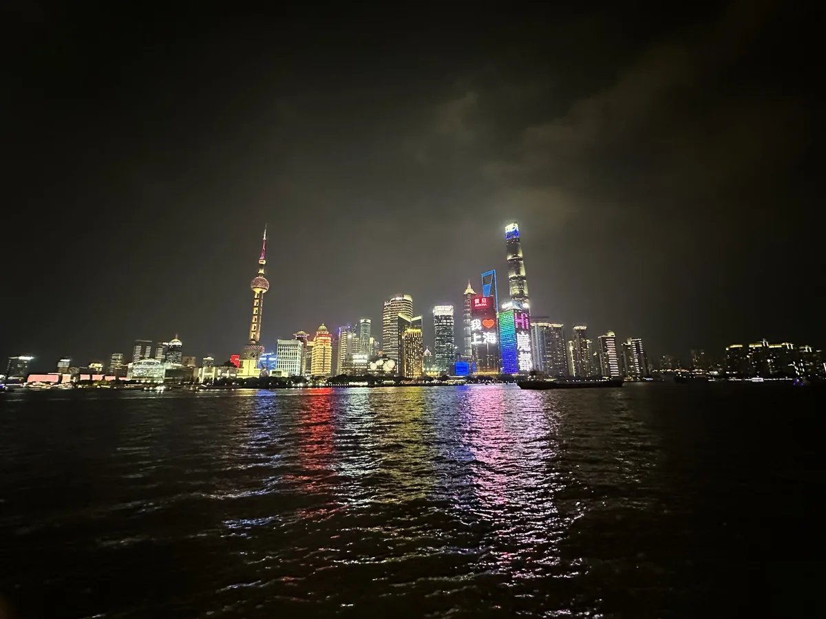 Shanghai skyline at night from the Bund