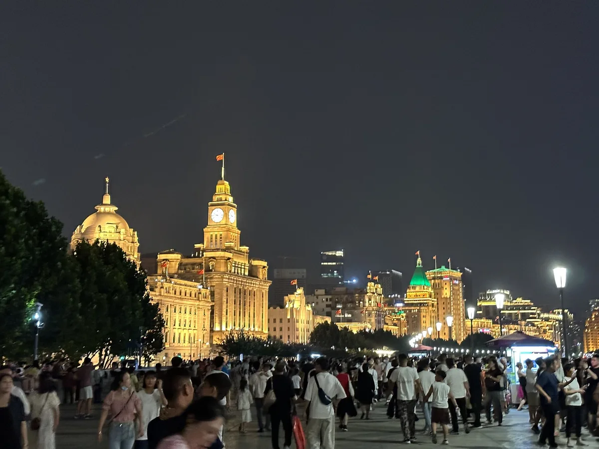 The Bund at night in Shanghai