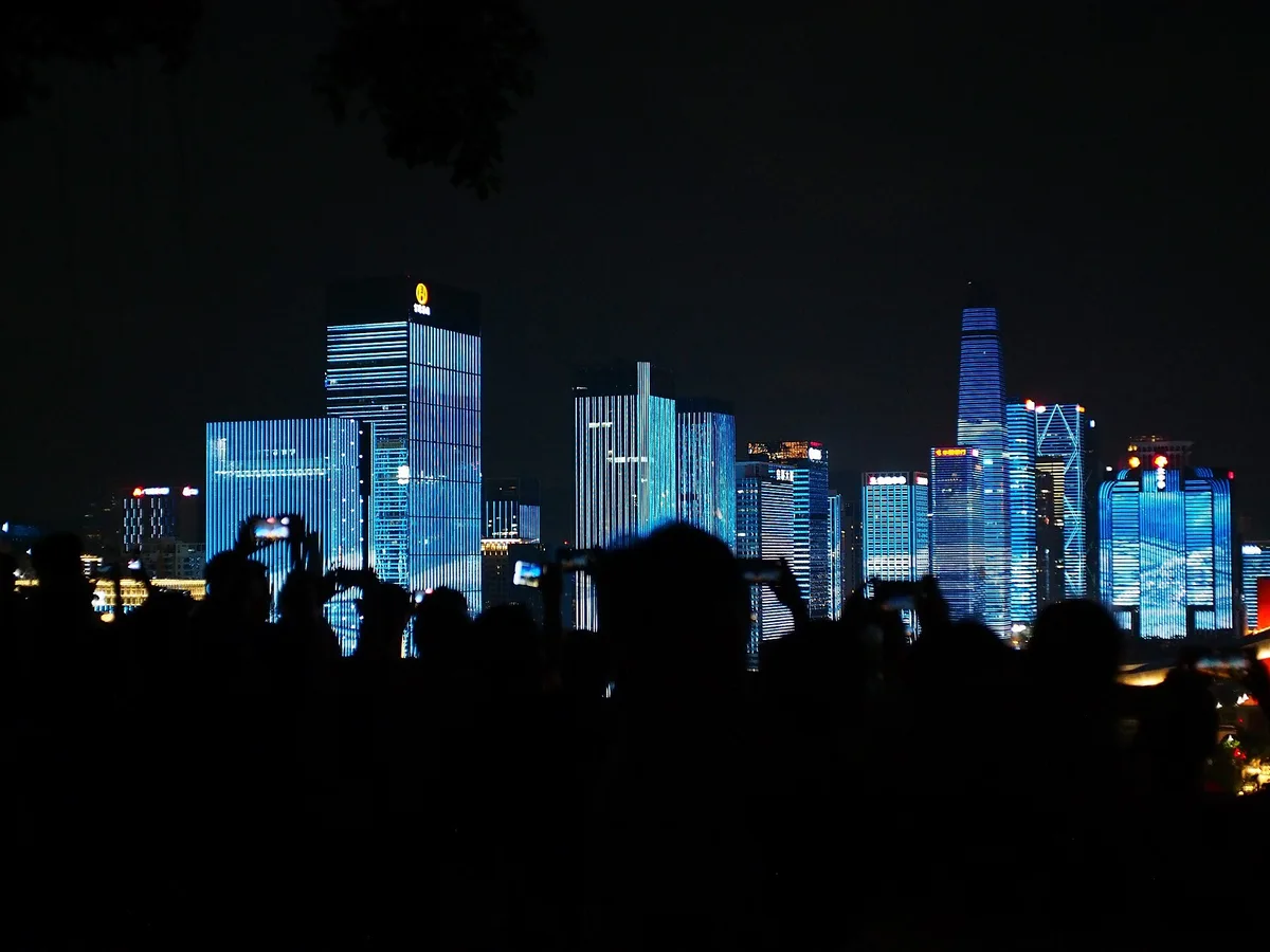 Shenzhen light show from Liuhuashan Park