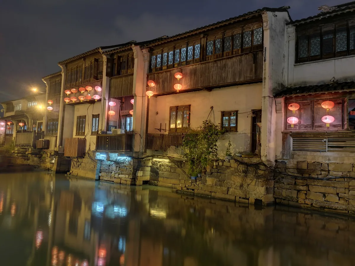 Suzhou Shantang Street lantern canal at night