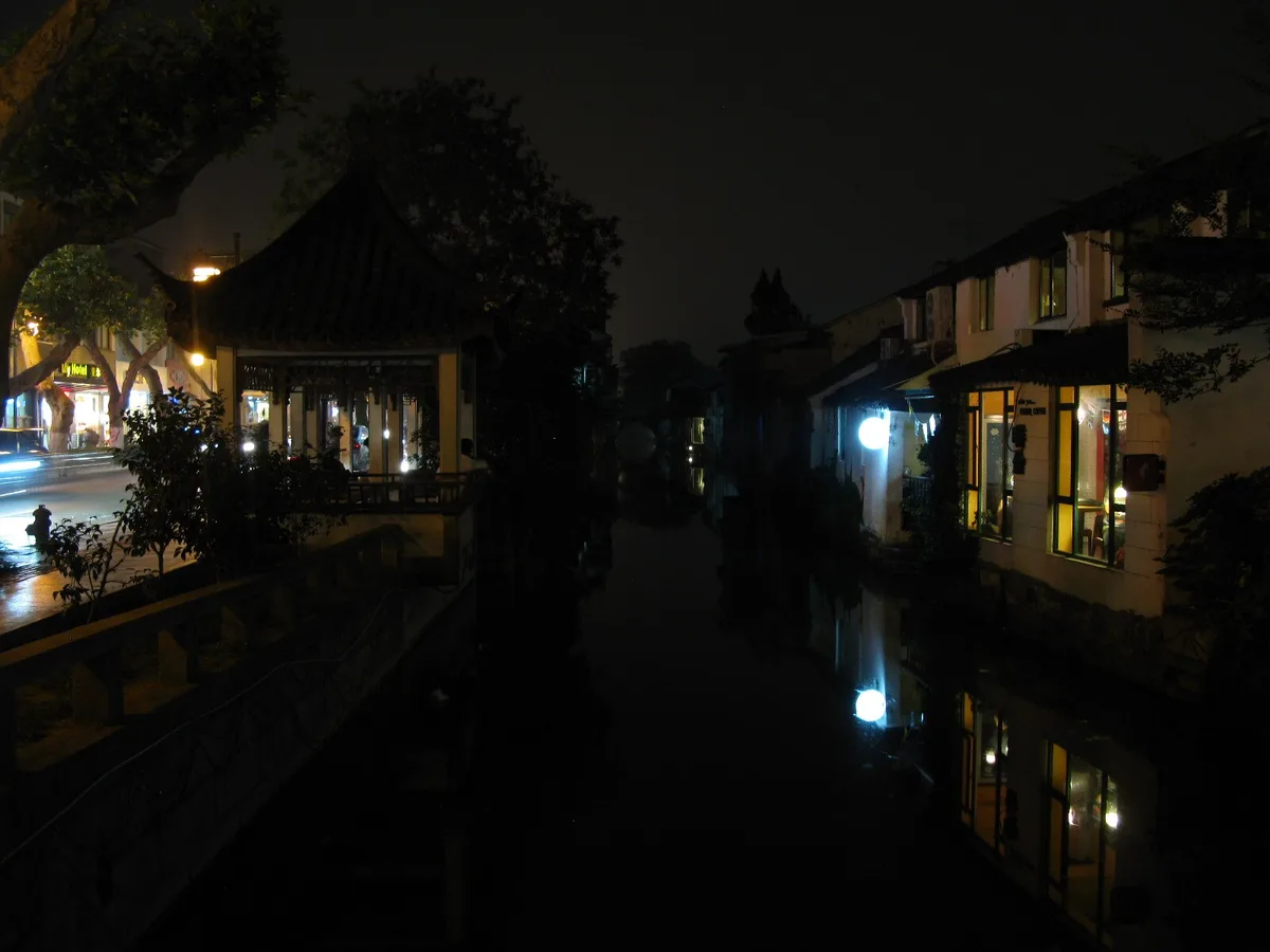 Suzhou old town night street scene