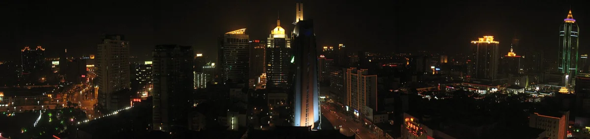 Downtown Wuxi skyline at night