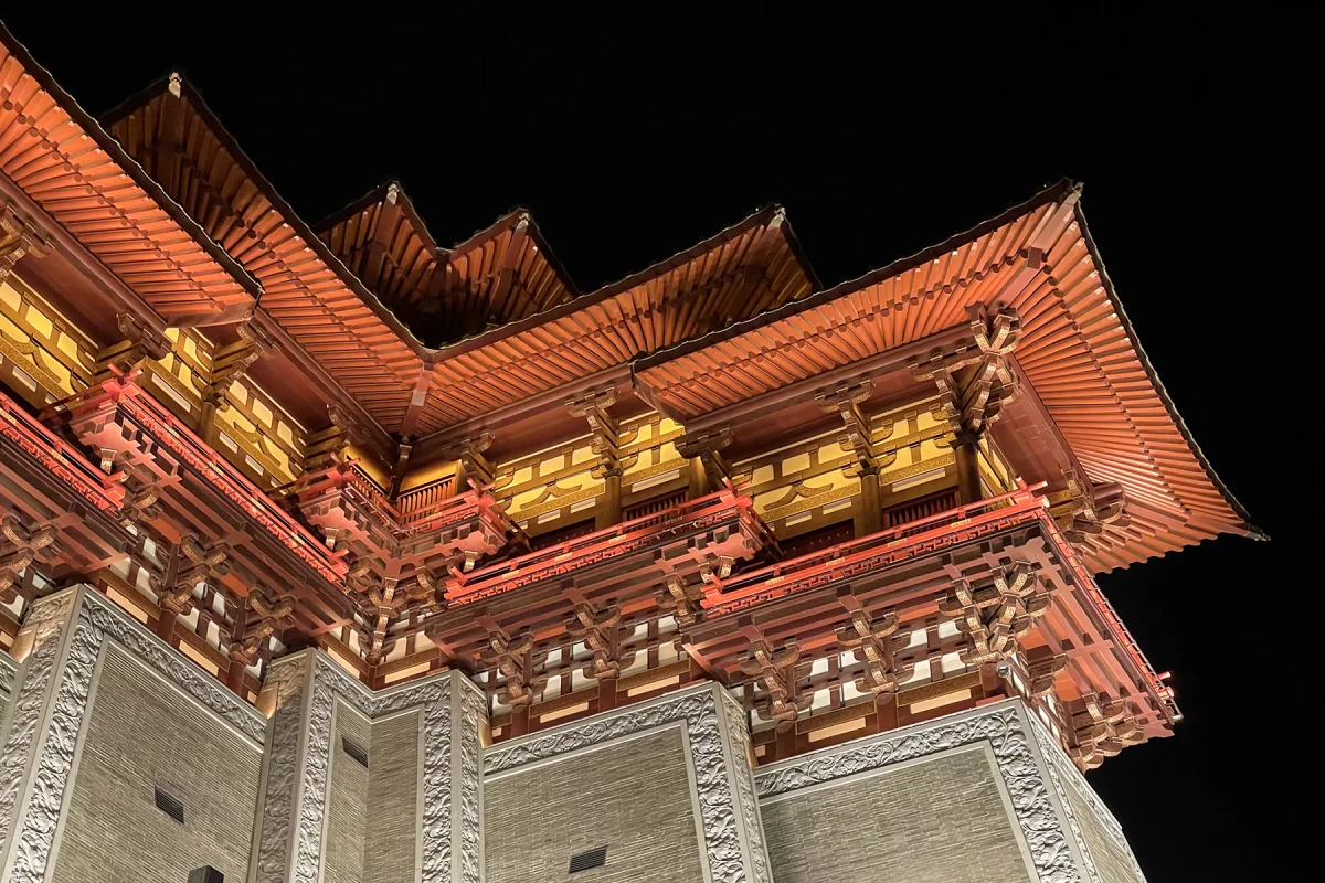 Yingtian Gate night lights and Tang-style architecture in Luoyang