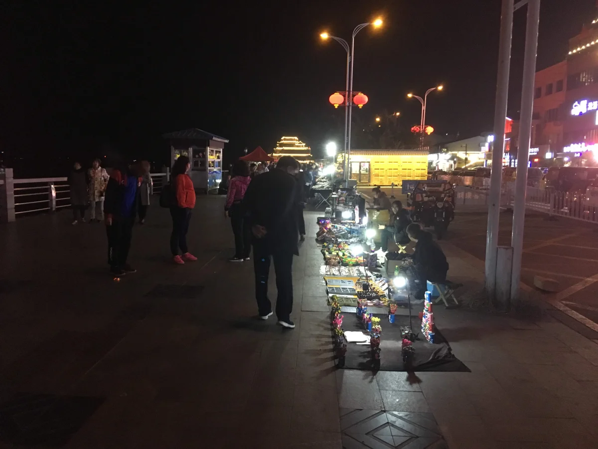 Yalu riverside lights in Dandong
