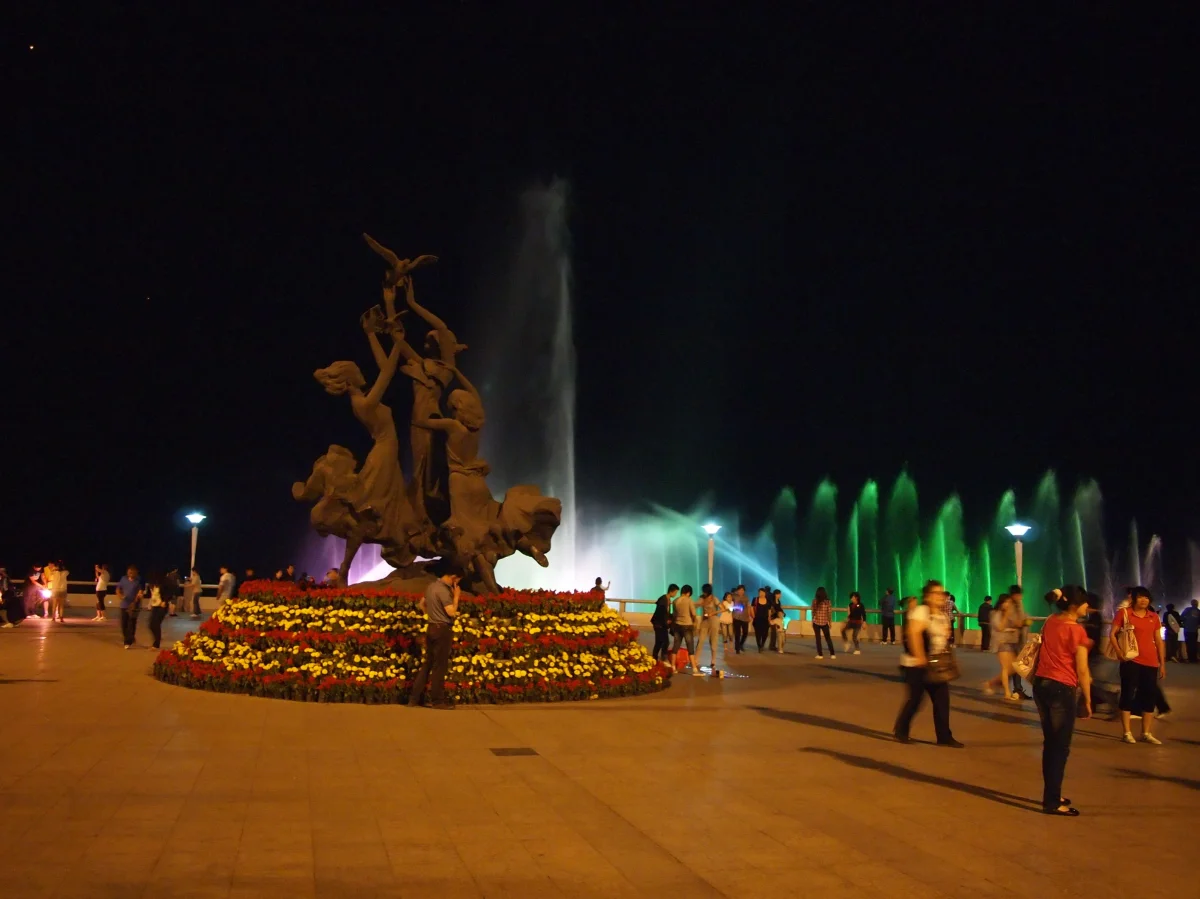 Yalu River Park at night in Dandong