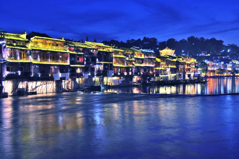 Fenghuang Night Photos: Tuojiang River, Hongqiao and Stilt Houses